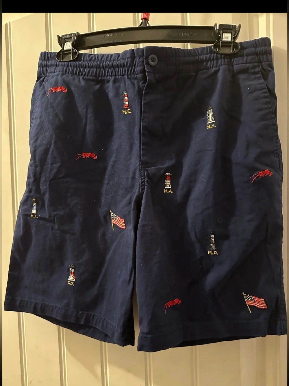 Ralph Lauren Polo NAVY KHAKI Shorts with LIGHTHOUSES, FLAGS, & LOBSTERS Boys 20